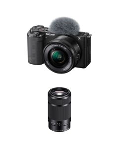 Sony ZV-E10 Mirrorless Camera with 16-50mm and 55-210mm Lenses Kit (Black) - Brand New